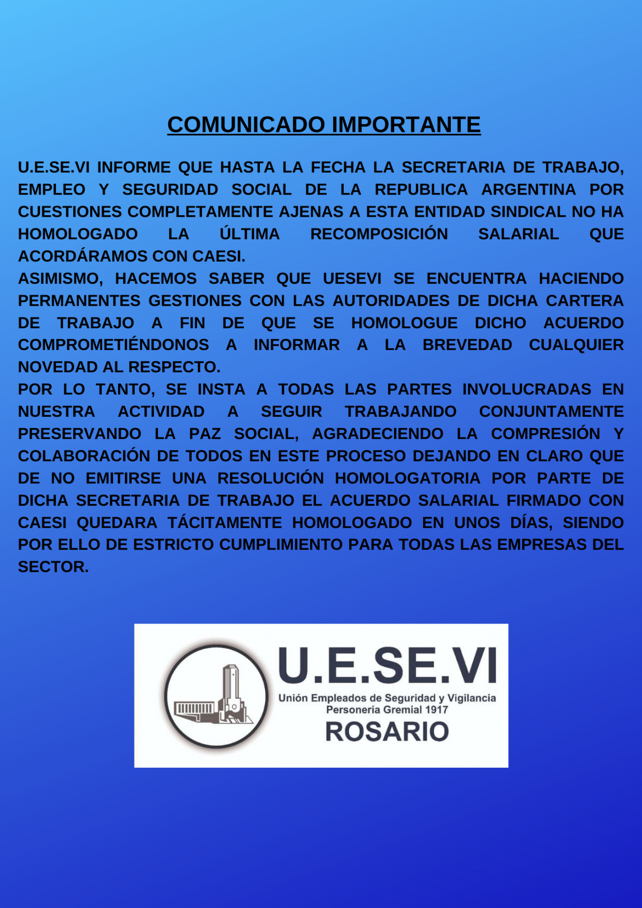COMUNICADO IMPORTANTE