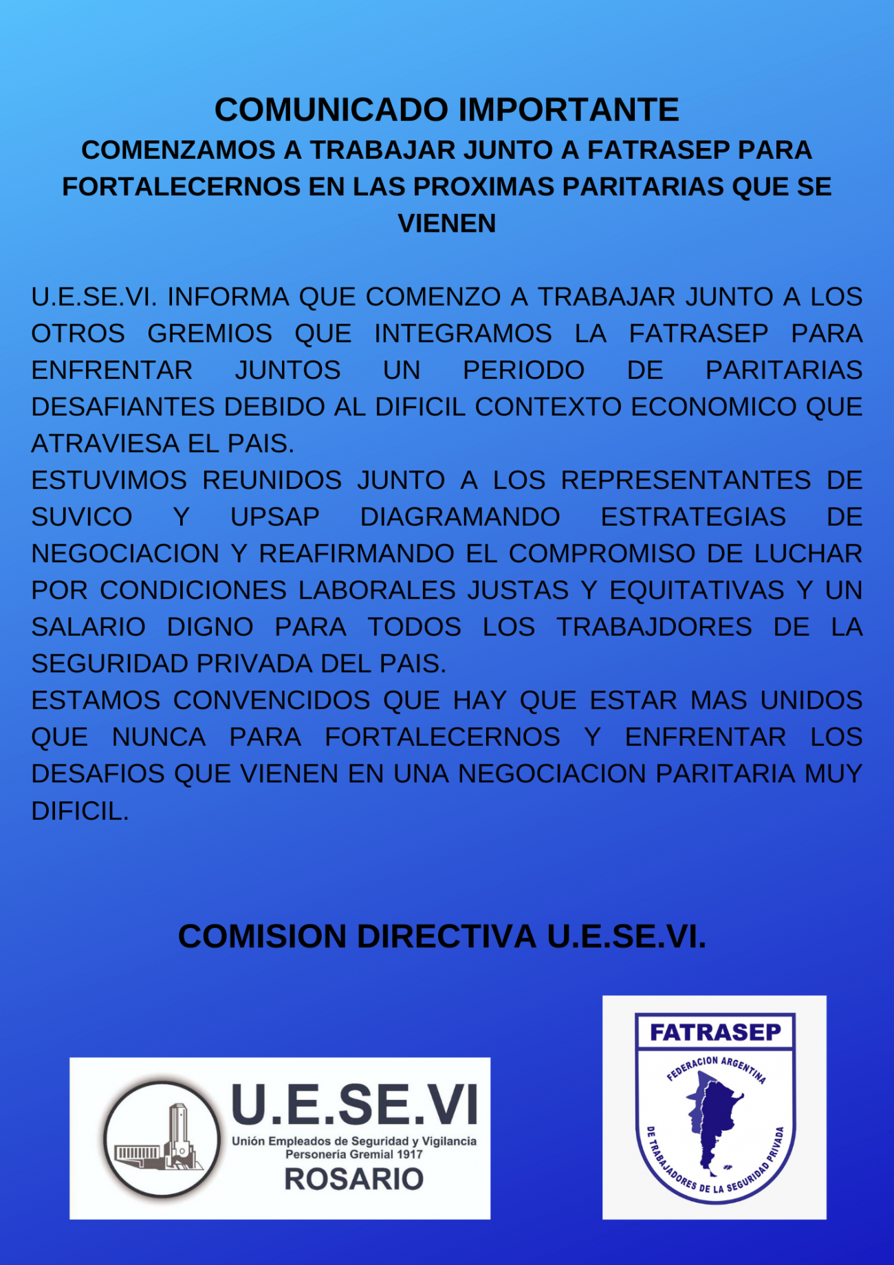 COMUNICADO IMPORTANTE